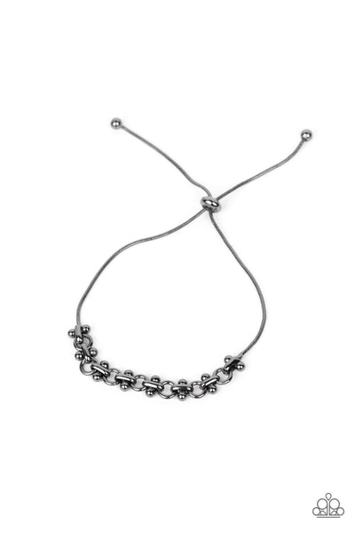 SLIDE ON OVER - BLACK GUNMETAL SNAKE CHAIN SLIDE BRACELET - PAPARAZZI