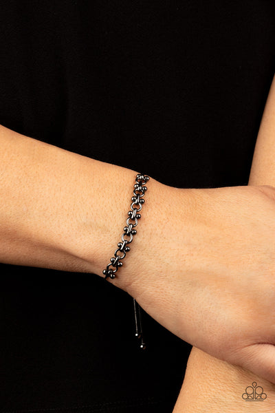 SLIDE ON OVER - BLACK GUNMETAL SNAKE CHAIN SLIDE BRACELET - PAPARAZZI