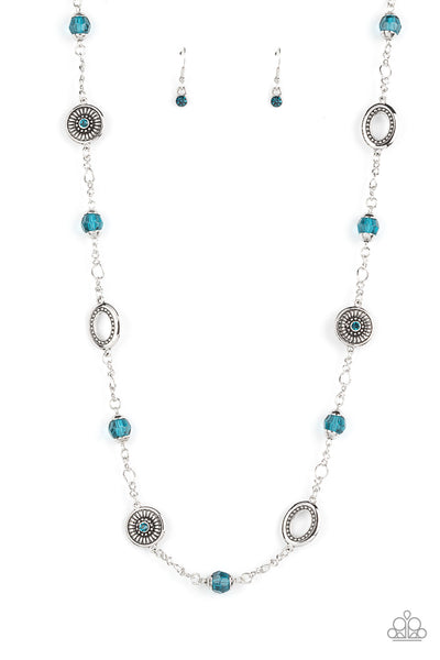 GLAMMED UP GOALS - BLUE BEAD SILVER NECKLACE - PAPARAZZI