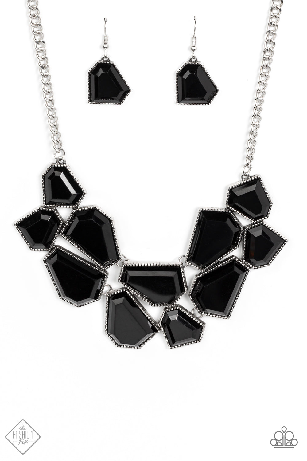 Double-DEFACED - Black Geometric Beads Silver Necklace - Paparazzi - Fashion Fix January 2022