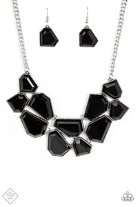 Double-DEFACED - Black Geometric Beads Silver Necklace - Paparazzi - Fashion Fix January 2022