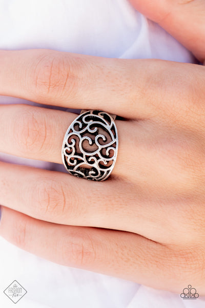 DREAMY DATE NIGHT - SILVER FILIGREE RING - PAPARAZZI - FASHION FIX OCTOBER 2021