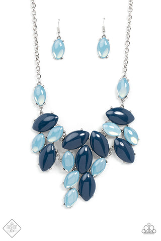 DATE NIGHT NOUVEAU - BLUE OPAL CLUSTER SILVER NECKLACE - PAPARAZZI - FASHION FIX OCTOBER 2021