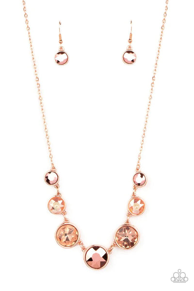 PAMPERED POWERHOUSE - COPPER AURUM PEACH GEM NECKLACE - PAPARAZZI