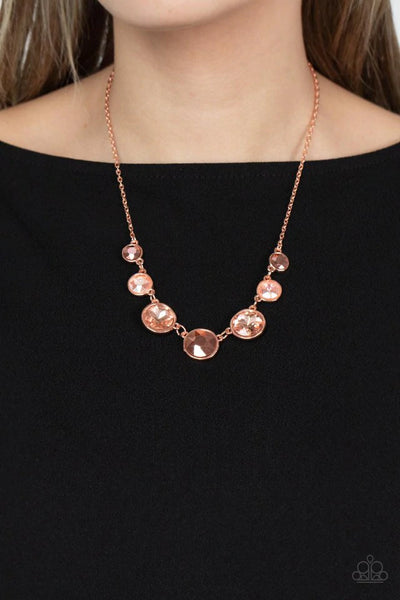PAMPERED POWERHOUSE - COPPER AURUM PEACH GEM NECKLACE - PAPARAZZI