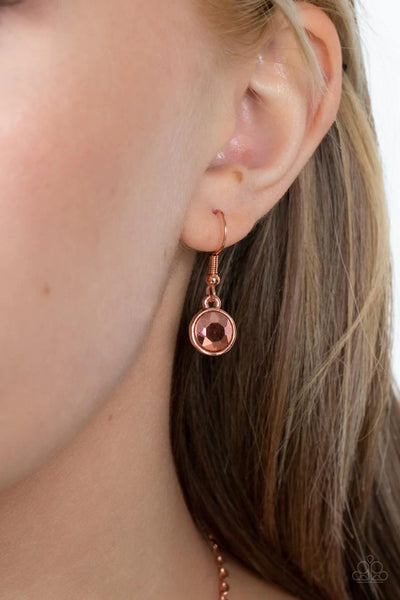 PAMPERED POWERHOUSE - COPPER AURUM PEACH GEM NECKLACE - PAPARAZZI