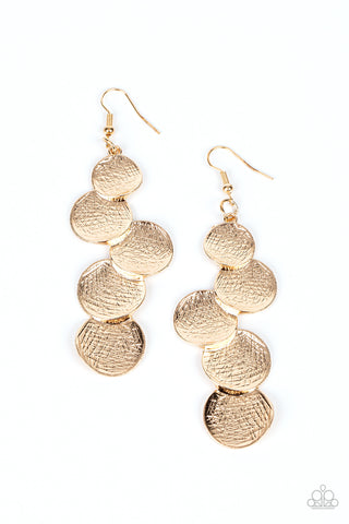 TOKEN GESTURE - GOLD TEXTURED CIRCLE EARRINGS - PAPARAZZI