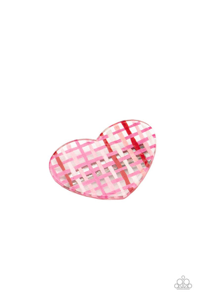 LOVER’S LATTICE - MULTI PINK AND RED HEART HAIR CLIP - PAPARAZZI