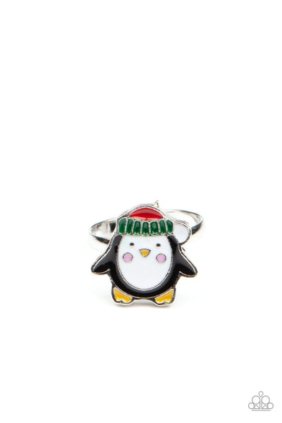 STARLET SHIMMER CHRISTMAS SANTA ELF DEER SNOWMAN PENGUIN RINGS - SET OF 5
