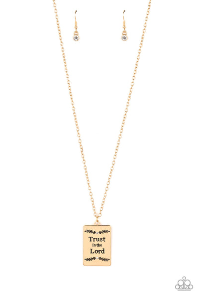ALL ABOUT TRUST - GOLD "TRUST IN THE LORD" PENDANT NECKLACE - PAPARAZZI