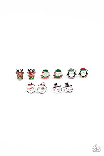 STARLET SHIMMER CHRISTMAS REINDEER SANTA ELF SNOWMAN PENGUIN EARRINGS SET OF 5