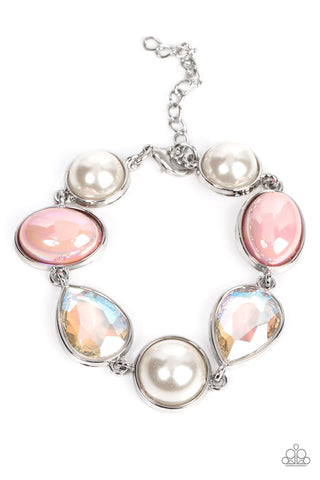NOSTALGICALLY NAUTICAL - PINK IRIDESCENT AND PEARL BEAD BRACELET - PAPARAZZI