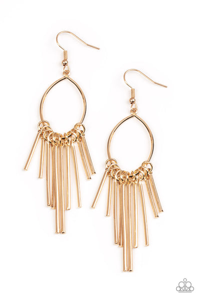 MOOD SWING - GOLD ROD EARRINGS - PAPARAZZI