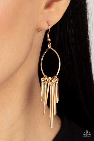 MOOD SWING - GOLD ROD EARRINGS - PAPARAZZI