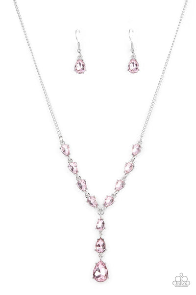 PARK AVENUE A-LISTER - PINK GEM SILVER Y NECKLACE - PAPARAZZI