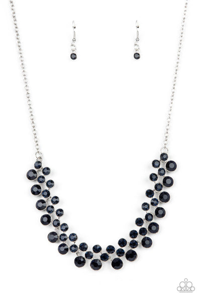 WON THE LOTTERY - BLUE RHINESTONE SILVER NECKLACE - PAPARAZZI