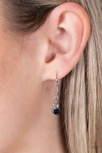 WON THE LOTTERY - BLUE RHINESTONE SILVER NECKLACE - PAPARAZZI