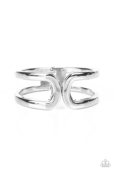 INDUSTRIAL EMPRESS - SILVER HINGED BRACELET - PAPARAZZI