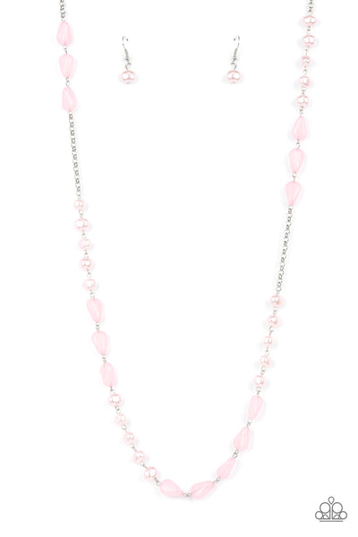 SHORELINE SHIMMER - PINK PEARL SILVER NECKLACE - PAPARAZZI