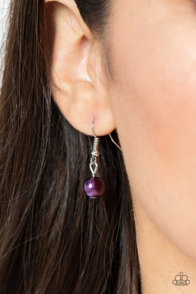 SHORELINE SHIMMER - PURPLE PEARL BEAD SILVER NECKLACE - PAPARAZZI