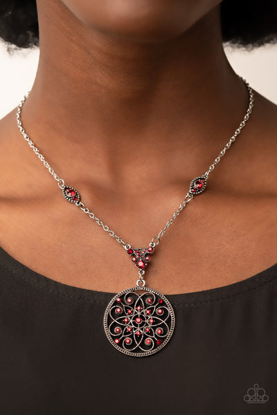 TIMELESS TALISMAN - RED GEM SILVER NECKLACE - PAPARAZZI