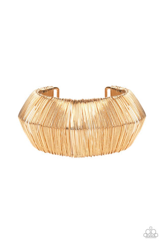 WILD ABOUT WIRE - GOLD WIRE CUFF BRACELET - PAPARAZZI
