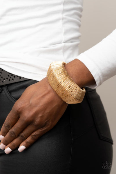 WILD ABOUT WIRE - GOLD WIRE CUFF BRACELET - PAPARAZZI