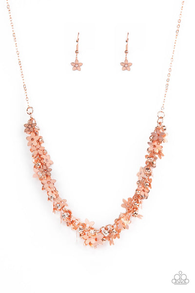 FEARLESSLY FLORAL - COPPER FLOWER DAINTY NECKLACE - PAPARAZZI