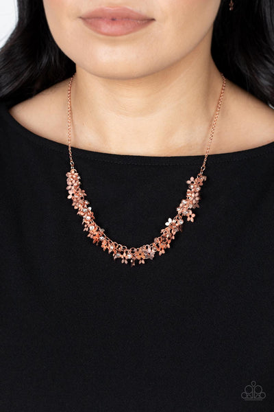 FEARLESSLY FLORAL - COPPER FLOWER DAINTY NECKLACE - PAPARAZZI