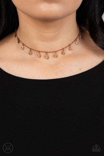CHIMING CHARMER - COPPER DISC CHOKER NECKLACE - PAPARAZZI