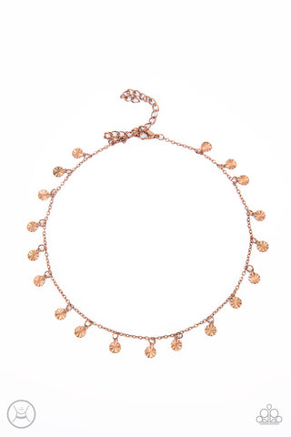 CHIMING CHARMER - COPPER DISC CHOKER NECKLACE - PAPARAZZI