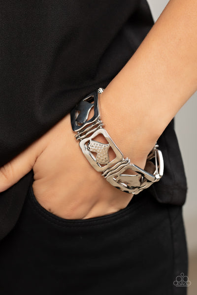 LEGENDARY LOVERS - SILVER HEART STRETCHY BRACELET - PAPARAZZI