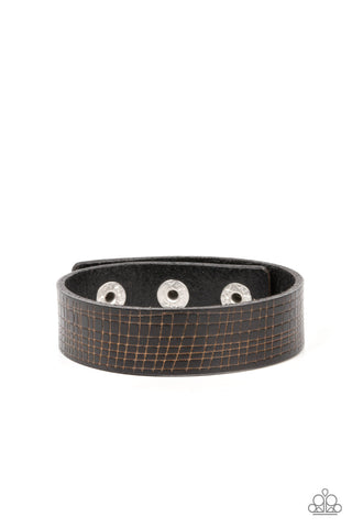 RUGGED REPUTATION - BLACK LEATHER URBAN WRAP BRACELET - PAPARAZZI