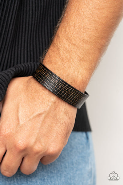 RUGGED REPUTATION - BLACK LEATHER URBAN WRAP BRACELET - PAPARAZZI