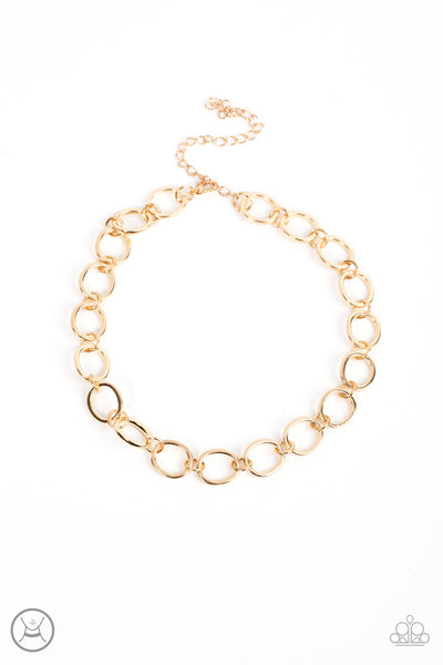 90S NOSTALGIA - GOLD CIRCLE CHOKER NECKLACE - PAPARAZZI