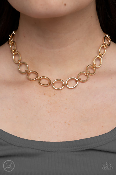 90S NOSTALGIA - GOLD CIRCLE CHOKER NECKLACE - PAPARAZZI