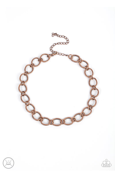 90S NOSTALGIA - COPPER LARGE LINK CHAIN CHOKER NECKLACE - PAPARAZZI