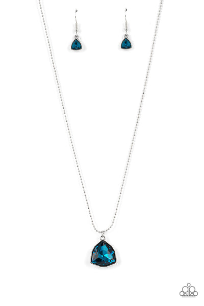 GALACTIC DUCHESS - BLUE GEM SILVER DAINTY NECKLACE - PAPARAZZI