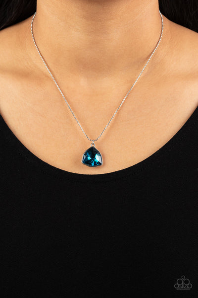 GALACTIC DUCHESS - BLUE GEM SILVER DAINTY NECKLACE - PAPARAZZI