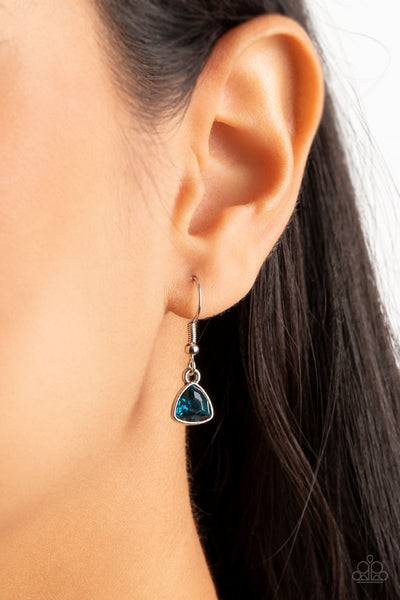 GALACTIC DUCHESS - BLUE GEM SILVER DAINTY NECKLACE - PAPARAZZI