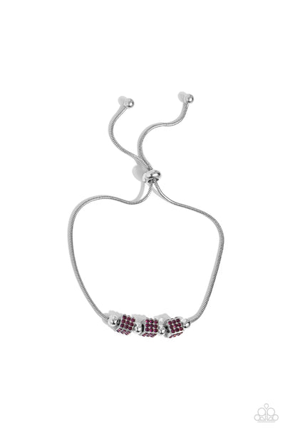 ROLL OUT THE RADIANCE - PURPLE SILVER CUBE SLIDE BRACELET - PAPARAZZI