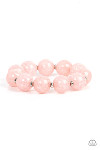 ARCTIC AFFLUENCE - PINK CRACKLY STRETCHY BRACELET - PAPARAZZI