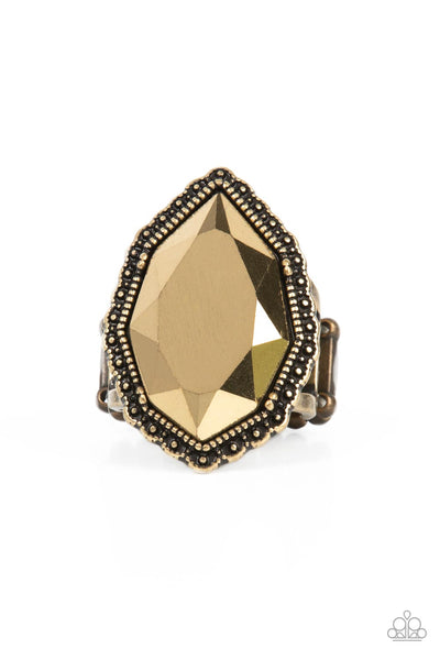 AVANT-GRANDEUR - BRASS AURUM GEM RING - PAPARAZZI