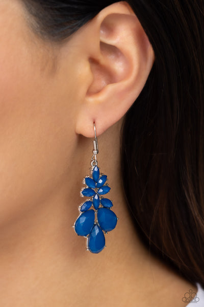 FASHIONISTA FIESTA - BLUE BEAD SILVER EARRINGS - PAPARAZZI