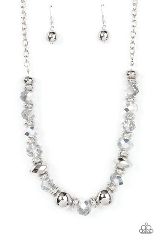 INTERSTELLAR INFLUENCER - SILVER BEAD GEM NECKLACE - PAPARAZZI