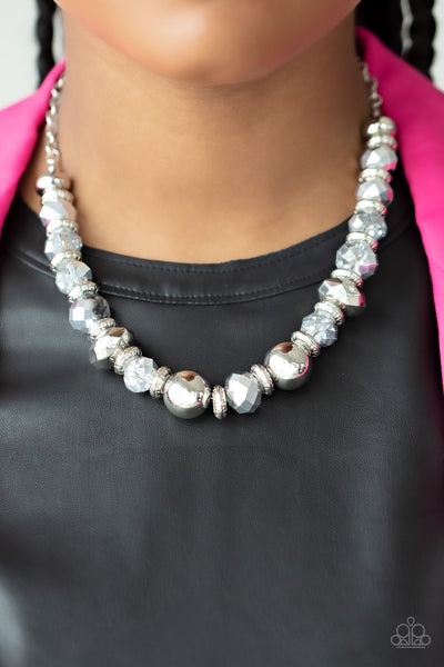 INTERSTELLAR INFLUENCER - SILVER BEAD GEM NECKLACE - PAPARAZZI