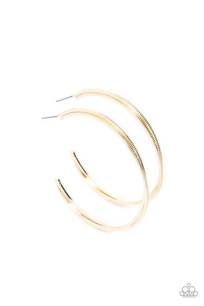 MONOCHROMATIC CURVES - GOLD HOOP EARRINGS - PAPARAZZI