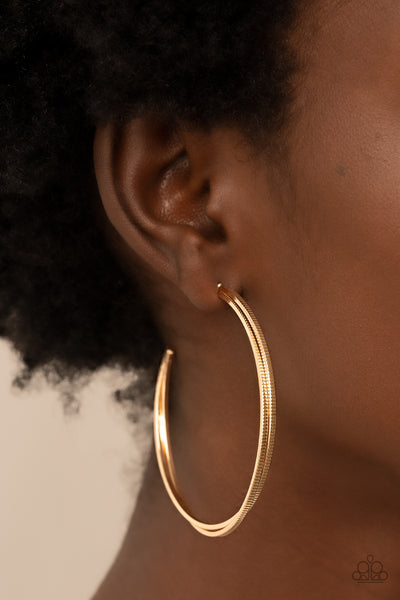 MONOCHROMATIC CURVES - GOLD HOOP EARRINGS - PAPARAZZI