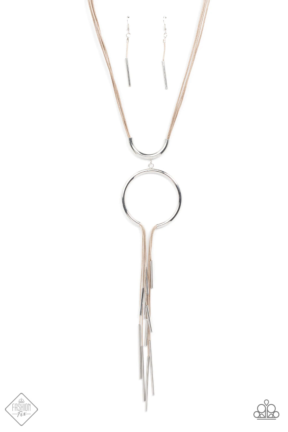 TRENDING TRANQUILITY - BROWN CORD SILVER OPEN CIRCLE NECKLACE - PAPARAZZI FASHION FIX DECEMBER 2021