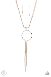 TRENDING TRANQUILITY - BROWN CORD SILVER OPEN CIRCLE NECKLACE - PAPARAZZI FASHION FIX DECEMBER 2021
